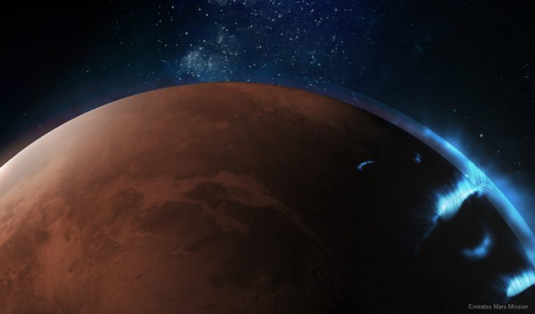 Sonda Hope fotografa imagens únicas de aurora em Marte